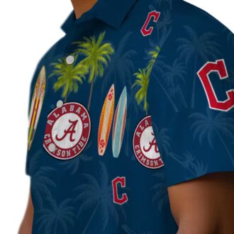 Cleveland Guardians Hawaiian Shirt Surfboard Palm Navy Blue - MLB Summer Fan Gear