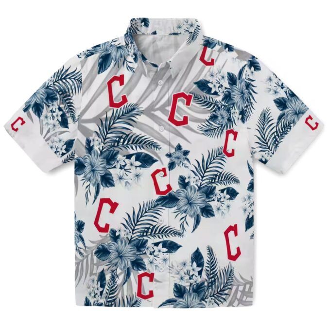 Cleveland Guardians Hibiscus Palm Leaves Hawaiian Shirt - MLB Tropical Beach Fan Shirt