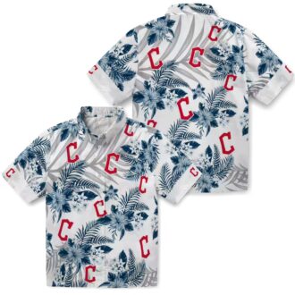 Cleveland Guardians Hibiscus Palm Leaves Hawaiian Shirt - MLB Tropical Beach Fan Shirt