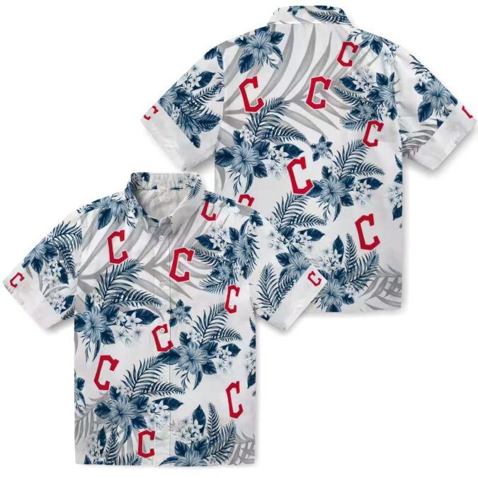 Cleveland Guardians Hibiscus Palm Leaves Hawaiian Shirt - MLB Tropical Beach Fan Shirt