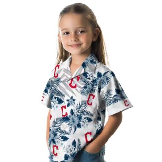 Cleveland Guardians Hibiscus Palm Leaves Hawaiian Shirt - MLB Tropical Beach Fan Shirt