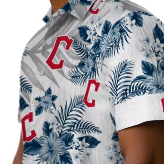 Cleveland Guardians Hibiscus Palm Leaves Hawaiian Shirt - MLB Tropical Beach Fan Shirt
