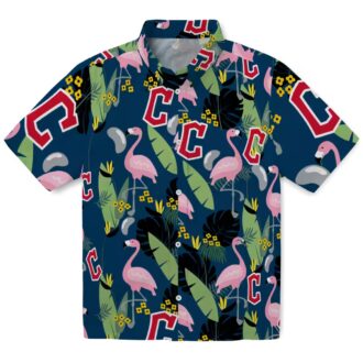 Cleveland Guardians MLB Fan Shirt - Navy Blue Flamingo Leaves Tropical Hawaiian Shirt for Beach & Tailgate
