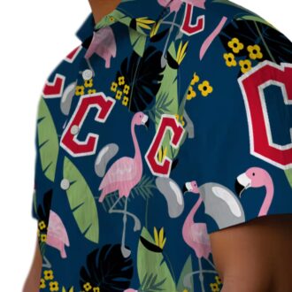 Cleveland Guardians MLB Fan Shirt - Navy Blue Flamingo Leaves Tropical Hawaiian Shirt for Beach & Tailgate