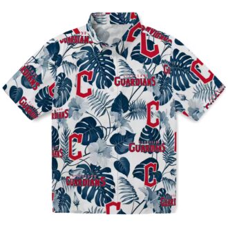 Cleveland Guardians Navy Blue & White Tropical Hawaiian Shirt - MLB Baseball Fan Vacation Shirt