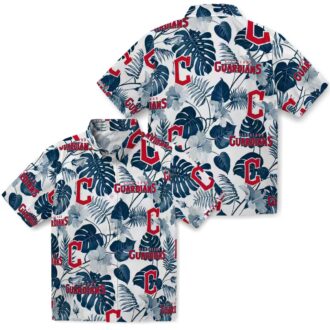 Cleveland Guardians Navy Blue & White Tropical Hawaiian Shirt - MLB Baseball Fan Vacation Shirt