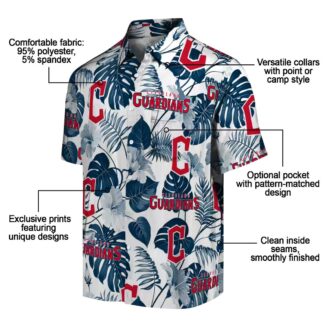 Cleveland Guardians Navy Blue & White Tropical Hawaiian Shirt - MLB Baseball Fan Vacation Shirt