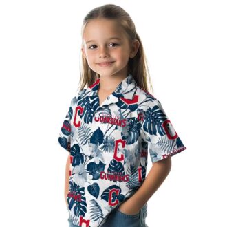 Cleveland Guardians Navy Blue & White Tropical Hawaiian Shirt - MLB Baseball Fan Vacation Shirt