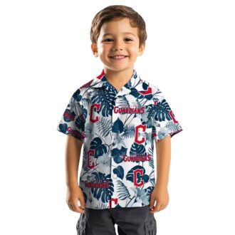 Cleveland Guardians Navy Blue & White Tropical Hawaiian Shirt - MLB Baseball Fan Vacation Shirt