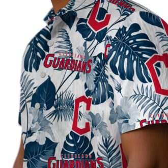 Cleveland Guardians Navy Blue & White Tropical Hawaiian Shirt - MLB Baseball Fan Vacation Shirt