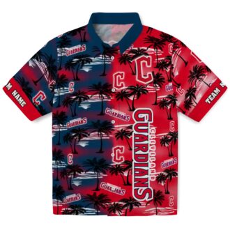 Cleveland Guardians Palm Silhouettes Hawaiian Shirt - Custom MLB Baseball Fan Summer Apparel