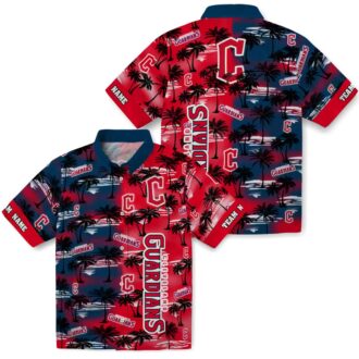 Cleveland Guardians Palm Silhouettes Hawaiian Shirt - Custom MLB Baseball Fan Summer Apparel