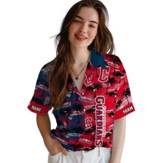 Cleveland Guardians Palm Silhouettes Hawaiian Shirt - Custom MLB Baseball Fan Summer Apparel