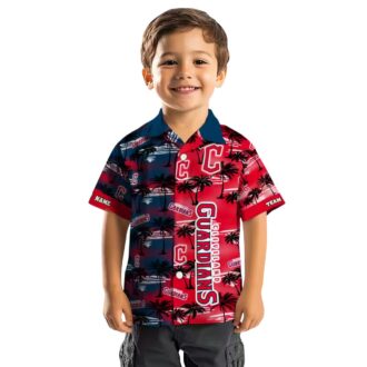 Cleveland Guardians Palm Silhouettes Hawaiian Shirt - Custom MLB Baseball Fan Summer Apparel