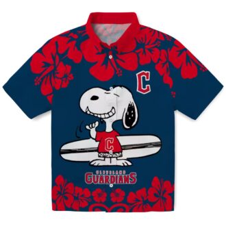 Cleveland Guardians Snoopy Surf Navy Blue White MLB Hawaiian Shirt - Perfect Vacation & Tailgate Shirt