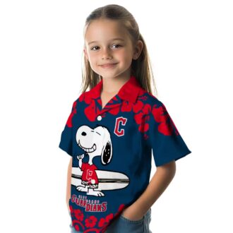 Cleveland Guardians Snoopy Surf Navy Blue White MLB Hawaiian Shirt - Perfect Vacation & Tailgate Shirt