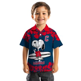 Cleveland Guardians Snoopy Surf Navy Blue White MLB Hawaiian Shirt - Perfect Vacation & Tailgate Shirt