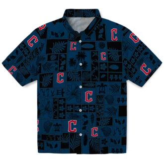 Cleveland Guardians Tropical Floral Hawaiian Shirt - Navy Blue & Black MLB Summer Shirt