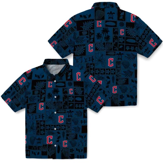 Cleveland Guardians Tropical Floral Hawaiian Shirt - Navy Blue & Black MLB Summer Shirt