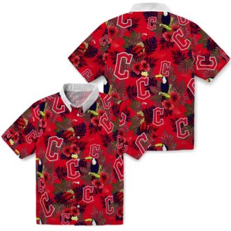 Cleveland Guardians Tropical Hawaiian Shirt - Floral Toucan Design Navy Blue & Red MLB Fan Gear