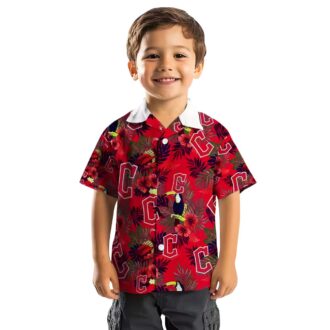 Cleveland Guardians Tropical Hawaiian Shirt - Floral Toucan Design Navy Blue & Red MLB Fan Gear