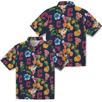 Cleveland Guardians Tropical Hibiscus & Fruit Hawaiian Shirt - MLB Summer Fan Shirt