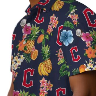 Cleveland Guardians Tropical Hibiscus & Fruit Hawaiian Shirt - MLB Summer Fan Shirt