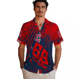Custom Cleveland Guardians Navy Blue Hawaiian Shirt - Summer MLB Tropical Shirt