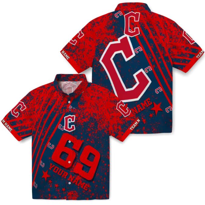 Custom Cleveland Guardians Navy Blue Hawaiian Shirt - Summer MLB Tropical Shirt