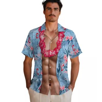 MLB Cleveland Guardians Chest Illusion Hawaiian Shirt - Navy Blue Summer Tailgate Outfit