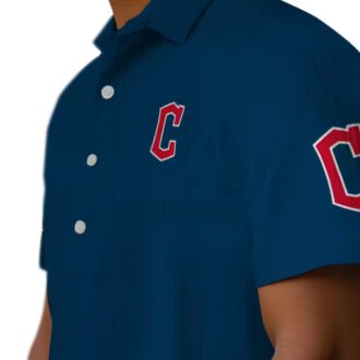 MLB Cleveland Guardians Minion Vacation Shirt - Tropical Floral Button Up Hawaiian Shirt for Fans