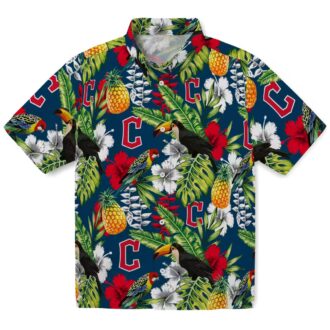 MLB Cleveland Guardians Personalized Hawaiian Shirt - Tropical Navy Blue Toucan Beach Shirt