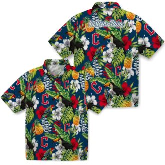 MLB Cleveland Guardians Personalized Hawaiian Shirt - Tropical Navy Blue Toucan Beach Shirt