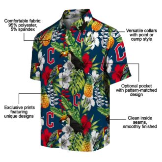 MLB Cleveland Guardians Personalized Hawaiian Shirt - Tropical Navy Blue Toucan Beach Shirt