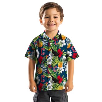 MLB Cleveland Guardians Personalized Hawaiian Shirt - Tropical Navy Blue Toucan Beach Shirt