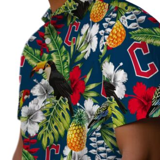 MLB Cleveland Guardians Personalized Hawaiian Shirt - Tropical Navy Blue Toucan Beach Shirt