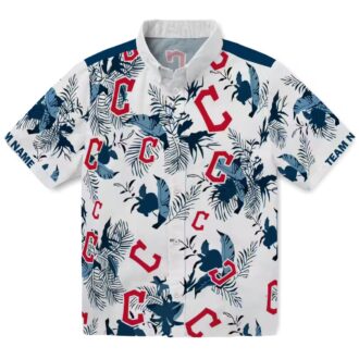 Official Cleveland Guardians Botanical Hawaiian Shirt for Men - Navy Blue White Summer MLB Shirt