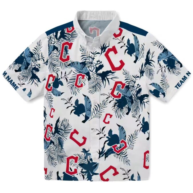 Official Cleveland Guardians Botanical Hawaiian Shirt for Men - Navy Blue White Summer MLB Shirt