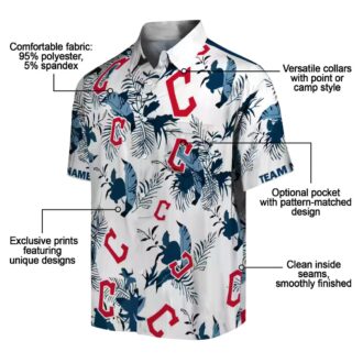 Official Cleveland Guardians Botanical Hawaiian Shirt for Men - Navy Blue White Summer MLB Shirt