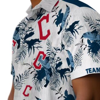 Official Cleveland Guardians Botanical Hawaiian Shirt for Men - Navy Blue White Summer MLB Shirt