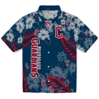 Official Cleveland Guardians MLB Hawaiian Shirt - Navy Blue Hibiscus Print for Fans