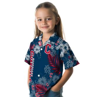Official Cleveland Guardians MLB Hawaiian Shirt - Navy Blue Hibiscus Print for Fans