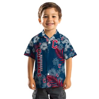Official Cleveland Guardians MLB Hawaiian Shirt - Navy Blue Hibiscus Print for Fans