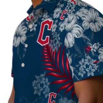 Official Cleveland Guardians MLB Hawaiian Shirt - Navy Blue Hibiscus Print for Fans