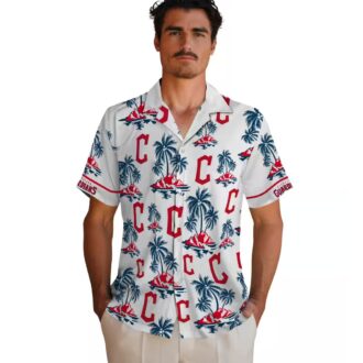 Official Cleveland Guardians Palm Island Print Hawaiian Shirt - Summer MLB Tropical Shirt