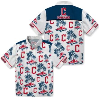 Official Cleveland Guardians Palm Island Print Hawaiian Shirt - Summer MLB Tropical Shirt