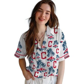 Official Cleveland Guardians Palm Island Print Hawaiian Shirt - Summer MLB Tropical Shirt