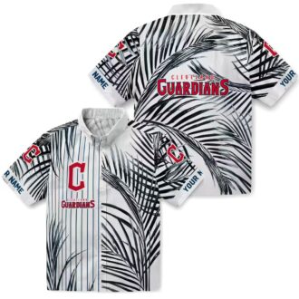 Official Cleveland Guardians Palm Stripe Navy Blue Hawaiian Shirt for MLB Fans