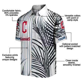 Official Cleveland Guardians Palm Stripe Navy Blue Hawaiian Shirt for MLB Fans