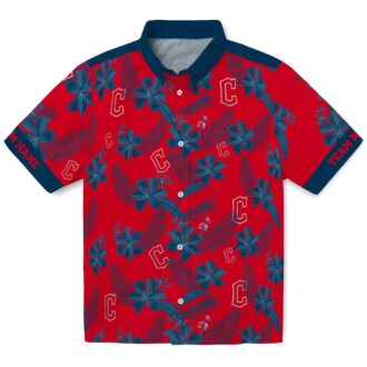 Personalized Cleveland Guardians MLB Hawaiian Shirt - Red Botanical Print Beach & Tailgate Shirt